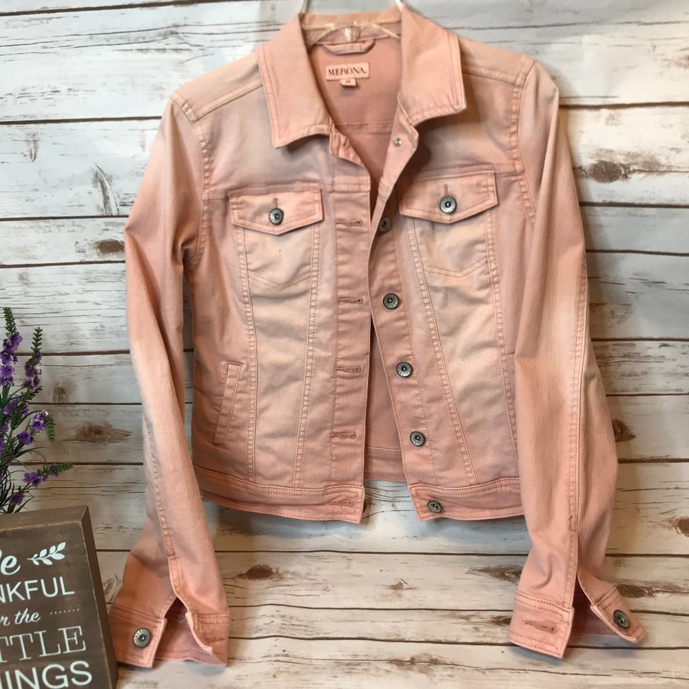 Merona Distressed Pink Denim Jacket